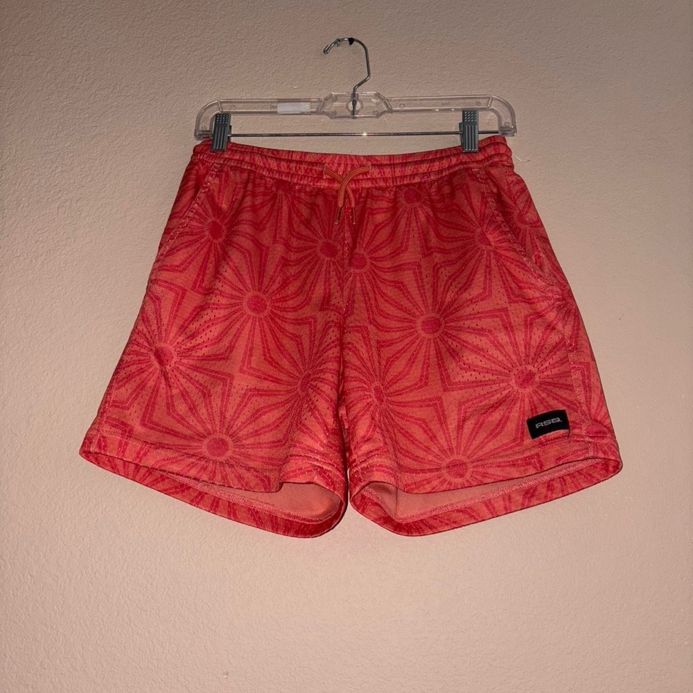 RSQ orange floral high waters hybrid skater board shorts 90s active streetwear.